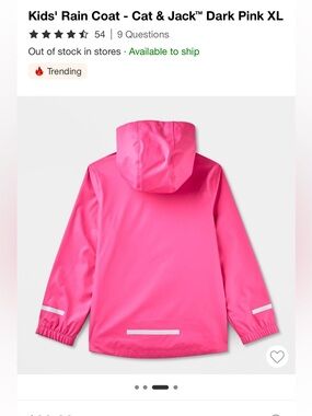 Cat & Jack Bright Pink Hooded Kids' Jacket